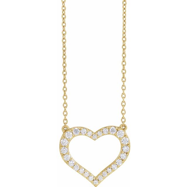 14K Yellow Or Rose Gold 15.4 X 18 Mm 16-18 In Polished 3/8 Ctw Lab-Grown Diamond Heart Necklace