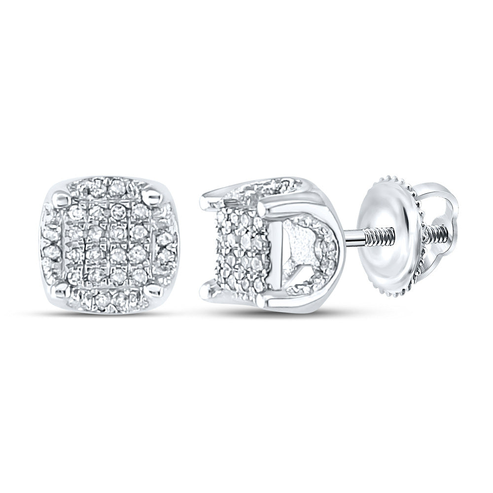 10K White Or Yellow Gold Round Diamond Cluster Stud Earrings