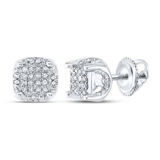 10K White Or Yellow Gold Round Diamond Cluster Stud Earrings