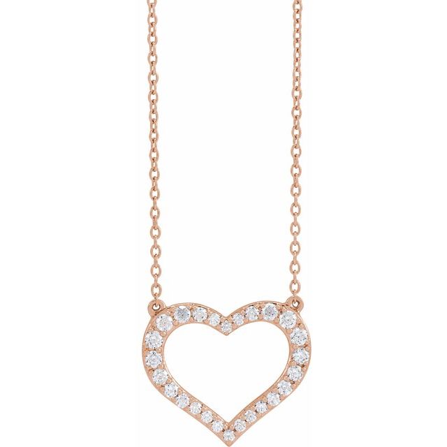 14K Yellow Or Rose Gold 15.4 X 18 Mm 16-18 In Polished 3/8 Ctw Lab-Grown Diamond Heart Necklace