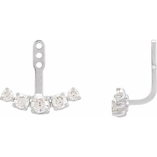 14K White Gold 3.65 Mm Round Polished 1 Ctw Lab-Grown Diamond Earring Jackets