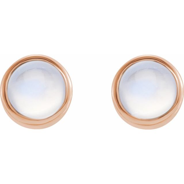 14K Yellow Or White Or Rose Gold 3Mm Round Friction Back Polished Natural Turquoise Bezel-Set Earrings