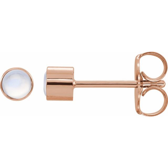14K Yellow Or White Or Rose Gold 3Mm Round Friction Back Polished Natural Turquoise Bezel-Set Earrings