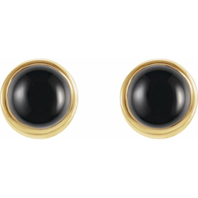 14K Yellow Or White Or Rose Gold 3Mm Round Friction Back Polished Natural Turquoise Bezel-Set Earrings