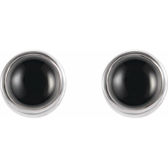 14K Yellow Or White Or Rose Gold 3Mm Round Friction Back Polished Natural Turquoise Bezel-Set Earrings