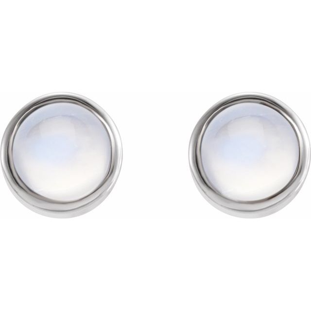 14K Yellow Or White Or Rose Gold 3Mm Round Friction Back Polished Natural Turquoise Bezel-Set Earrings