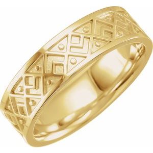 14K Yellow Gold 6 Mm Polished Mens Geometric Band Size 9.5
