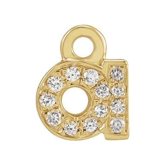 14K Yellow Or White Or Rose Gold Round .75 Mm I1, H+ Polished Natural Diamond Lowercase Initial Dangle