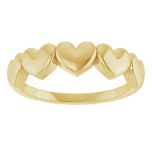 14K Yellow Gold Polished Connected Heart Ring Size 7