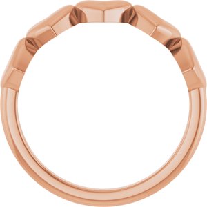 14K Rose Gold Polished Connected Heart Ring Size 7
