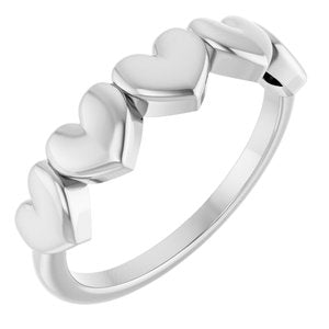 Sterling Silver Polished Connected Heart Ring Size 7