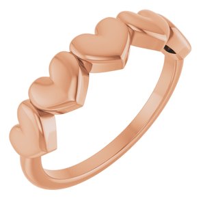 14K Rose Gold Polished Connected Heart Ring Size 7