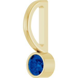 14K Yellow Gold Round 3 Mm Natural Blue Sapphire Bezel-Set Pendant