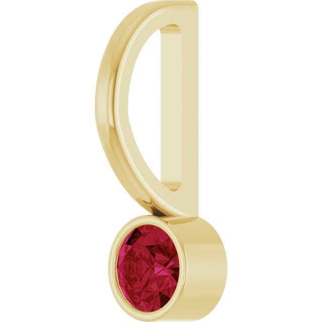 14K Yellow Gold Round 3 Mm Polished Lab-Grown Ruby Charm/Pendant