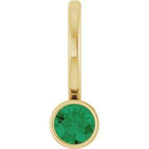 14K Yellow Gold Round 3 Mm Lab-Grown Emerald Bezel-Set Pendant