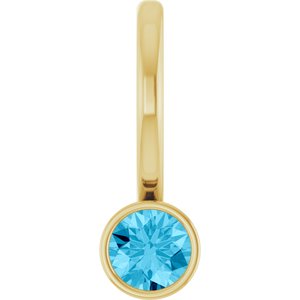 14K Yellow Gold Round 3 Mm Natural Aquamarine Bezel-Set Pendant