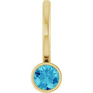 14K Yellow Gold Round 3 Mm Natural Blue Zircon Bezel-Set Pendant