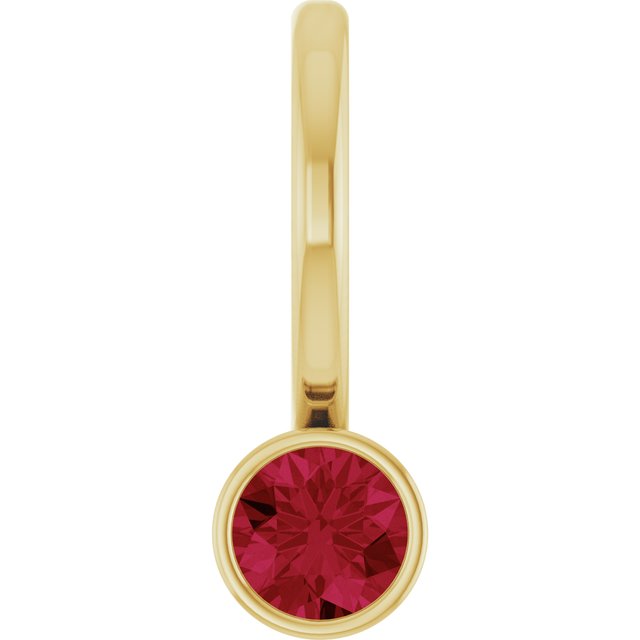 14K Yellow Gold Round 3 Mm Polished Lab-Grown Ruby Charm/Pendant