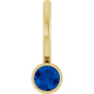 14K Yellow Gold Round 3 Mm Natural Blue Sapphire Bezel-Set Pendant