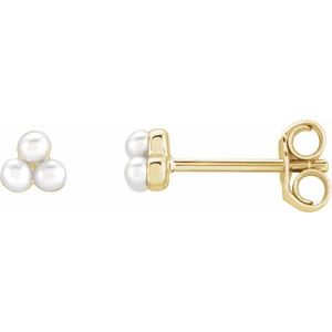 14K Yellow Gold Pearl 2 Mm Freshwater Pearl Earrings