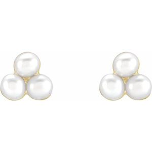 14K Yellow Gold Pearl 2 Mm Freshwater Pearl Earrings