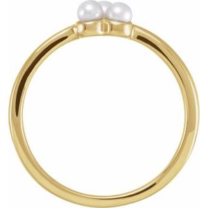 14K Yellow Gold Cultured White Freshwater Pearl Pearl 3 Mm Polished Cultured White Freshwater Pearl Cluster Ring Size 7