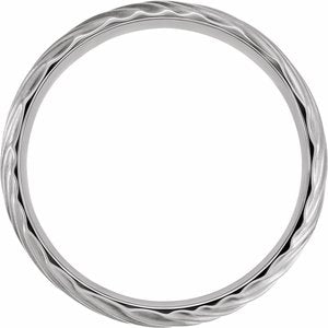 14K White Gold 6 Mm Polished Wavy Textured Band Size 7