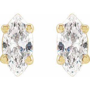14K Yellow Gold Marquise 4.5 X 2.5Mm I1, G-H 1/4 Ctw Natural Diamond 4-Prong Wire Basket Friction Back Earrings