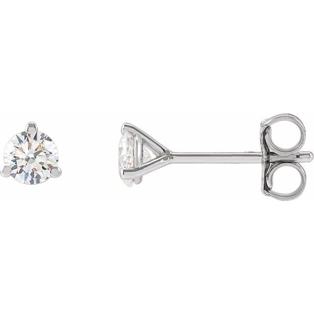 14K Yellow Or White Gold Round Si1-Si2, G-H Friction 3-Prong Polished Lab-Grown Diamond Stud Earrings