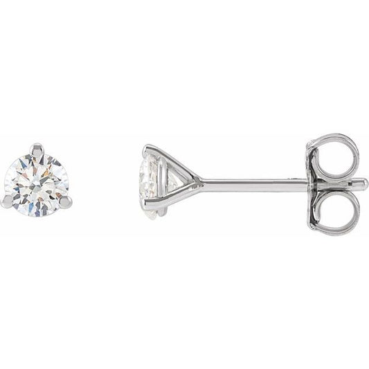 14K Yellow Or White Gold Round Vs, F+ Friction 3-Prong Polished Lab-Grown Diamond Stud Earrings
