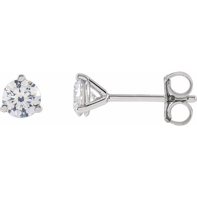 14K Yellow Or White Gold Round Vs, F+ Friction 3-Prong Polished Lab-Grown Diamond Stud Earrings