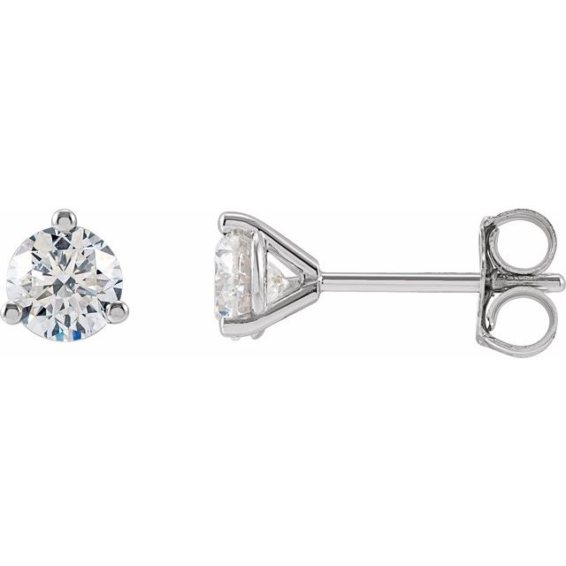 14K Yellow Or White Gold Round Si1-Si2, G-H Friction 3-Prong Polished Lab-Grown Diamond Stud Earrings