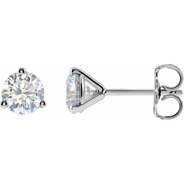 14K Yellow Or White Gold Round Vs, F+ Friction 3-Prong Polished Lab-Grown Diamond Stud Earrings