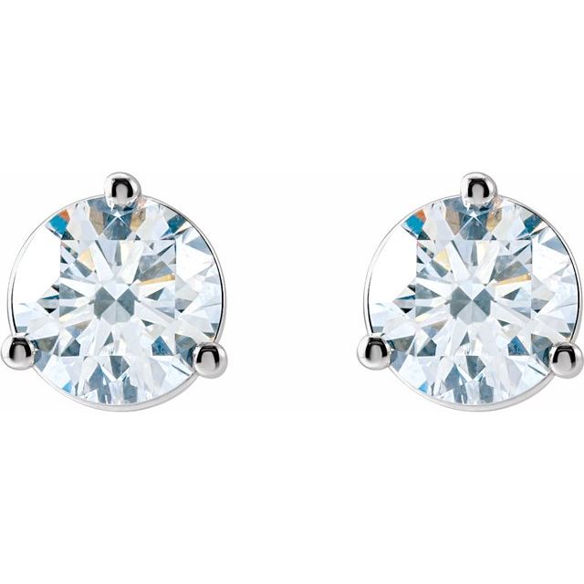 14K Yellow Or White Gold Round Si1-Si2, G-H Friction 3-Prong Polished Lab-Grown Diamond Stud Earrings