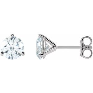 14K White Gold Round 5.75Mm Vs, F+ 1 1/2 Ctw Lab-Grown Diamond 3-Prong Friction Back Stud Earrings