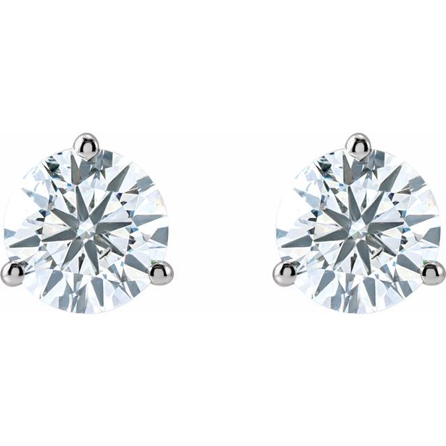 14K Yellow Or White Gold Round Si1-Si2, G-H Friction 3-Prong Polished Lab-Grown Diamond Stud Earrings