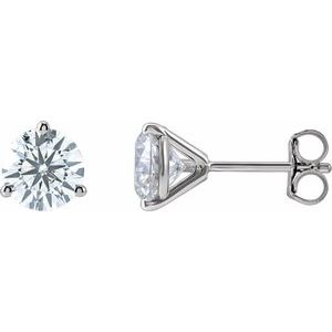 14K White Gold Round 7Mm Vs, F+ 2 1/2 Ctw Lab-Grown Diamond 3-Prong Friction Back Stud Earrings