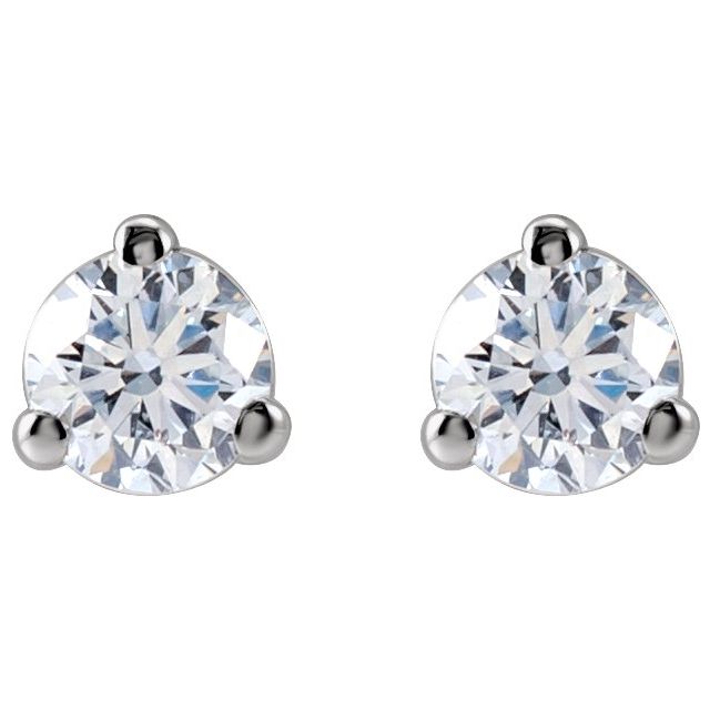 14K Yellow Or White Gold Round Si1-Si2, G-H Friction 3-Prong Polished Lab-Grown Diamond Stud Earrings