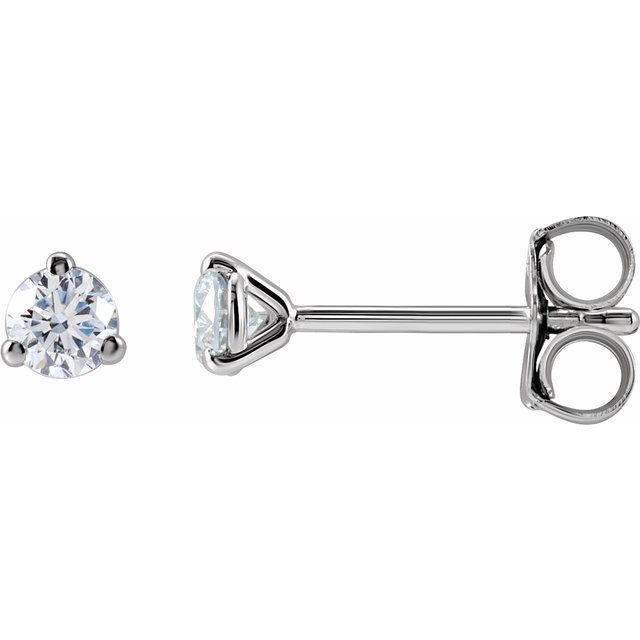 14K Yellow Or White Gold Round Vs, F+ Friction 3-Prong Polished Lab-Grown Diamond Stud Earrings