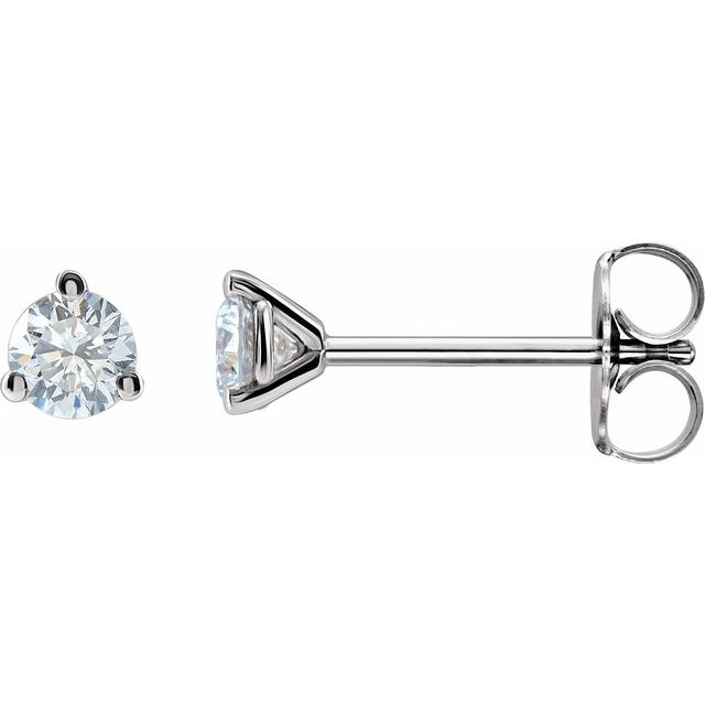 14K Yellow Or White Gold Round Vs, F+ Friction 3-Prong Polished Lab-Grown Diamond Stud Earrings
