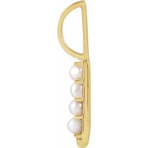14K Yellow Gold Initial J Pearl 2 Mm Cultured White Freshwater Pearl Initial Pendant