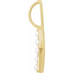 14K Yellow Gold Initial K Pearl 2 Mm Cultured White Freshwater Pearl Initial Pendant
