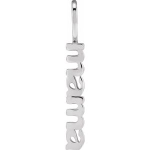 14K White Gold Vertical Mama Charm Pendant