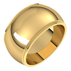 10K Yellow Or White Or Rose Gold Milgrain Stepped-Edge Half Round Band