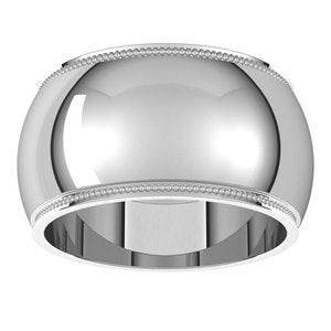 14K Yellow Or White Or Rose Gold Milgrain Stepped-Edge Half Round Band