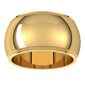 10K Yellow Or White Or Rose Gold Milgrain Stepped-Edge Half Round Band