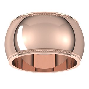 14K Yellow Or White Or Rose Gold Milgrain Stepped-Edge Half Round Band