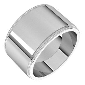 18K Yellow Or White Or Rose Gold Milgrain Standard Fit Flat Band
