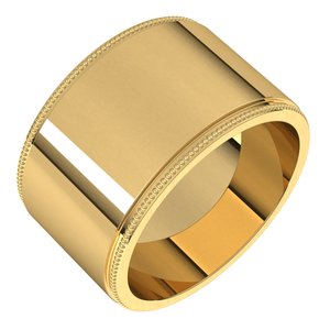 18K Yellow Or White Or Rose Gold Milgrain Standard Fit Flat Band