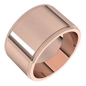 18K Yellow Or White Or Rose Gold Milgrain Standard Fit Flat Band
